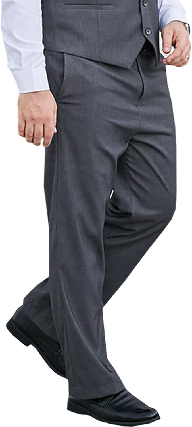 Men's Suit Pants For Big And Tall, Classic Fit Flat Front Dress Wedding Suit Trousers Lightweight Business Pant