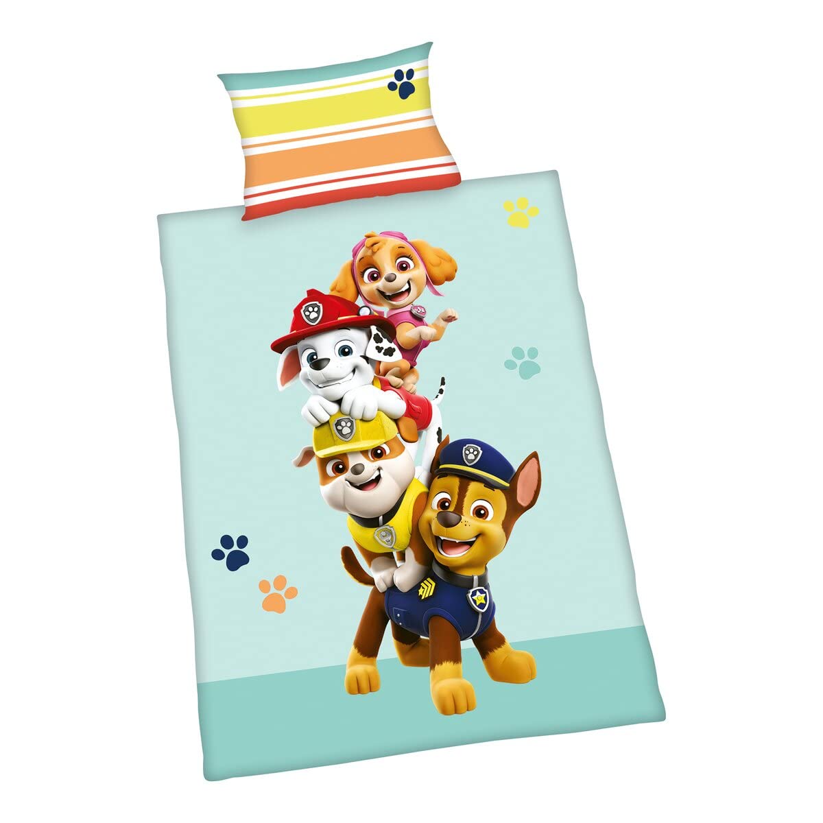 Herding Paw Patrol Bettwäsche-Set, Made in Green, Kopfkissenbezug 40 x 60 cm mit Hoteleinschlag, Bettbezug 100 x 135cm, Mit leichtläufigem Reißverschluss, 100% Baumwolle/Renforcé