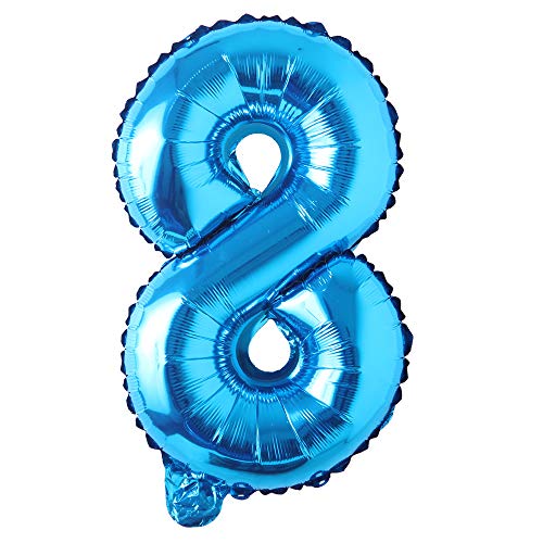 16" inch Single Blue Alphabet Letter number Balloons Aluminum Hanging Foil Film Balloon Wedding Birthday party decoration banner Air Mylar Balloons (16 inch Pure Blue 8)