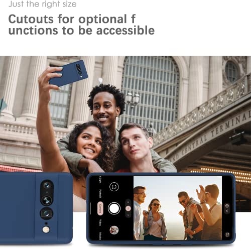 Image of YATWIN Silicone Back Case for Google Pixel 7 Pro, Soft-Touch Phone Back Cover for Google Pixel 7 Pro - Dark Blue