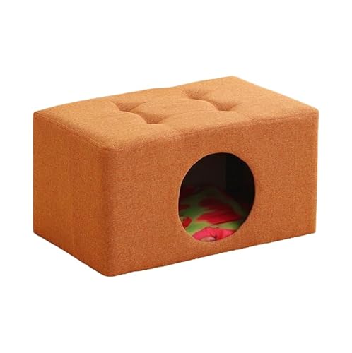 ACMEER ペットスツール クッション付 スツール 猫ハウス 座面クッション 座れる かわいい おしゃれ 小型犬 猫/犬用 おしゃれ ペットベッド シンプルな猫のアパートの家具 飼い主の腰掛けはペッ (L(47.5*30*26cm),オレンジ色)