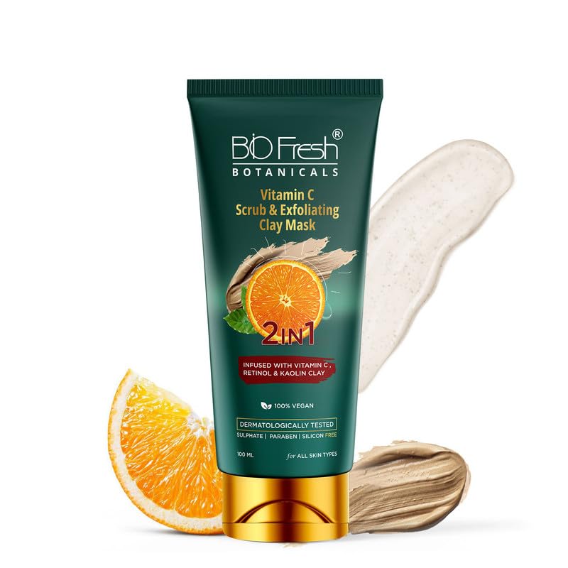 BioFresh Botanicals Vitamin C Exfoliating Clay Mask With No Parabens And No Sulphate Added Suitably For All Skin Types