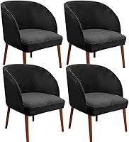 Vista 34 de Juego de 6 fundas para sillas de comedor de terciopelo elástico, con respaldo curvo moderno, protector para sillón decorativo para sala de estar