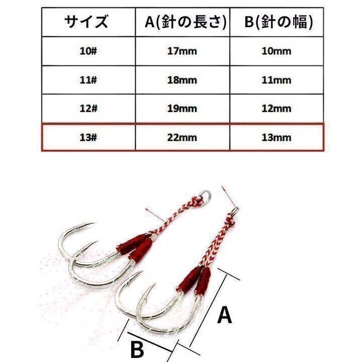 Amazon.co.jp: ダブルアシストフック 13号 10本セット ジギング