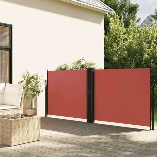 Store latéral de balcon extensible rouge brique pour intimité extérieure - 2