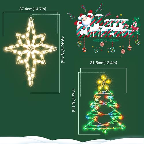 Xmasnova 2 Pack Christmas Window Lights, Double Side Christmas Sign Lamp Decoration For Holiday Indoor Wall Door Glass Decorations, Polaris by Xmasnova - Image 2