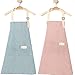 Ruikdly 2PCS Grembiule da Cucina Donna Uomo, Grembiule Regolabile con Tasche, per Casa, Ristorante, Artigianato, Cottura, Lavori Domestici, Pittura (Rosso / Blu)