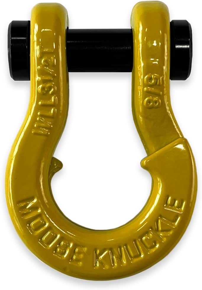 Moose Knuckle Offroad Jowl Split Shackle 5/8 & Mohawk 2.0 x 5/8 Receiver Combo 7,000 lbs WLL Heavy Duty Off Road Accessories Vehicle Recovery Gear Shackle Hitch Receiver - Black Lung/Detonator Yellow