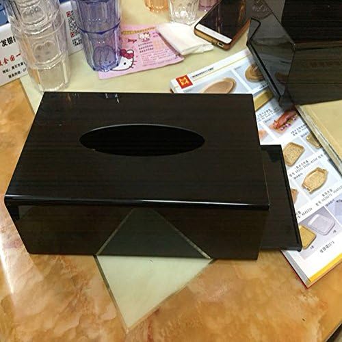 Yakri Modern Clear Acrylic Facial Tissue Dispenser Box Cover / Decorative Napkin Holder TB005 (Black Thick Tissue Box)