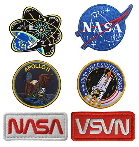 Antrix 6 Pcs NASA Office Logo Apollo 11 Space Shuttle Plan 100th Space Shuttle Mission Hook and Loop NASA Rocket Emblem Badge Patch for Kids Children Students Clothes Backpacks