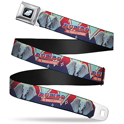 Buckle-Down Belt Seatbelt Buckle Dumbo Face Dumbo the Miracle Elephant Flags Reds Blues Aqua Mens Womens Kids Adjustable