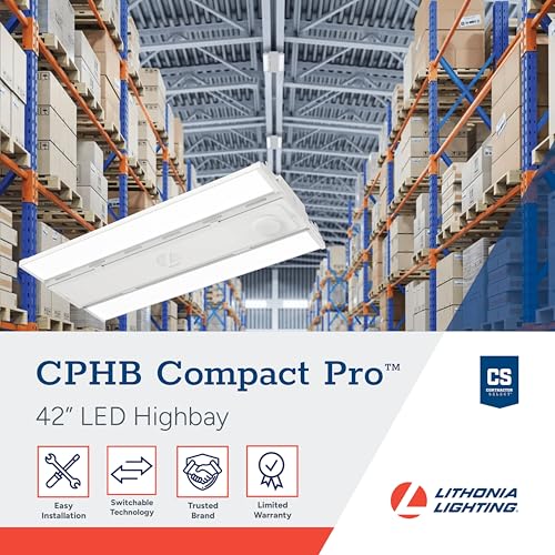 Image of Lithonia Lighting Compact Pro LED High Bay Light, Ceiling Lighting Fixture, Adjustable Brightness Lumens, Selectable Cool White /Daylight White Light, UVOLT 120-347V