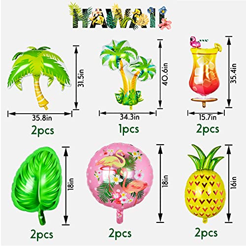 Hawaii Party Decoration Supplies Hawaii Balloons 11Pcs Pink Flamingo Monstera Leaf Drink Cup Pineapple Coconut Tree Balloons For Tropical Hawaii Aloha Luau Flamingo Summer Beach Birthday Party Decor #TOP1