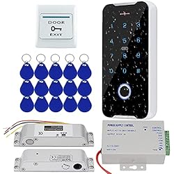KUMU IP68 Sistema a Prueba de Agua NFC Teclado+Fuente de Alimentación DC12V+Cerradura de Perno de Caída Eléctrica+Botón de Salida de Puerta + 15Uds Llave IC