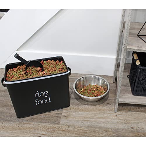 Auldhome Retro Dog Food Canister (Black); Modern Farmhouse Style Storage Bin For Pet Food #TOP3