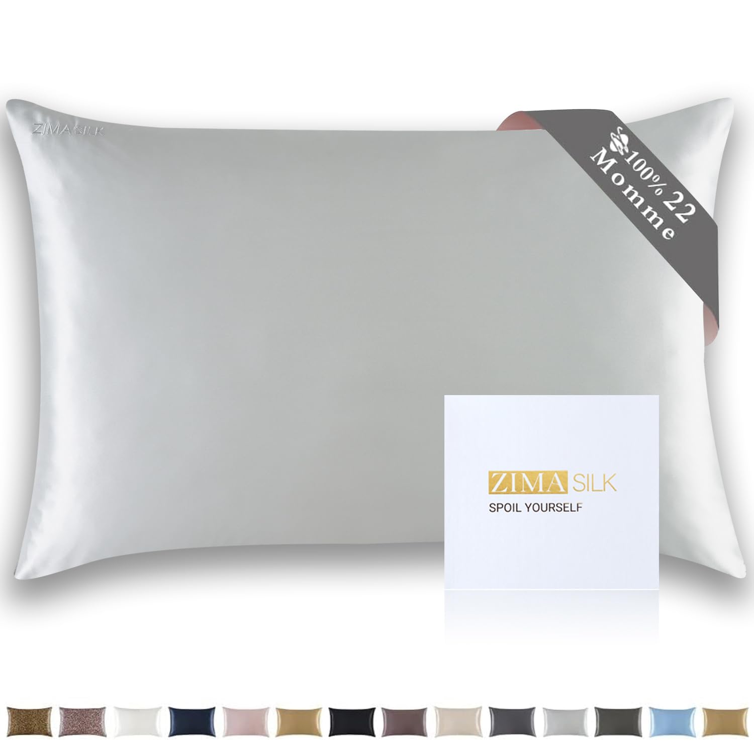 ZIMASILK 22 Momme Silk Pillowcase for Hair and Skin - 100% Pure Mulberry Silk with Hidden Zipper, Grade 6A Luxury Pillow Case for Women, Soft &