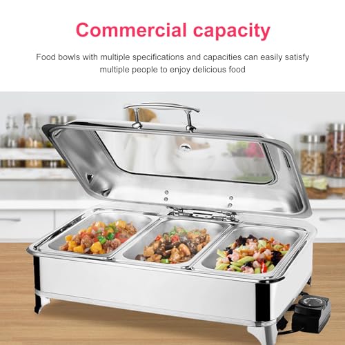 9L Elektrischer Buffetwärmer, Chafing Dish Buffet mit Heizplatte, Elektrischer Buffetwärmer für Buffet-Speisenwärmer, Buffetserver (two grids) – Bild 6