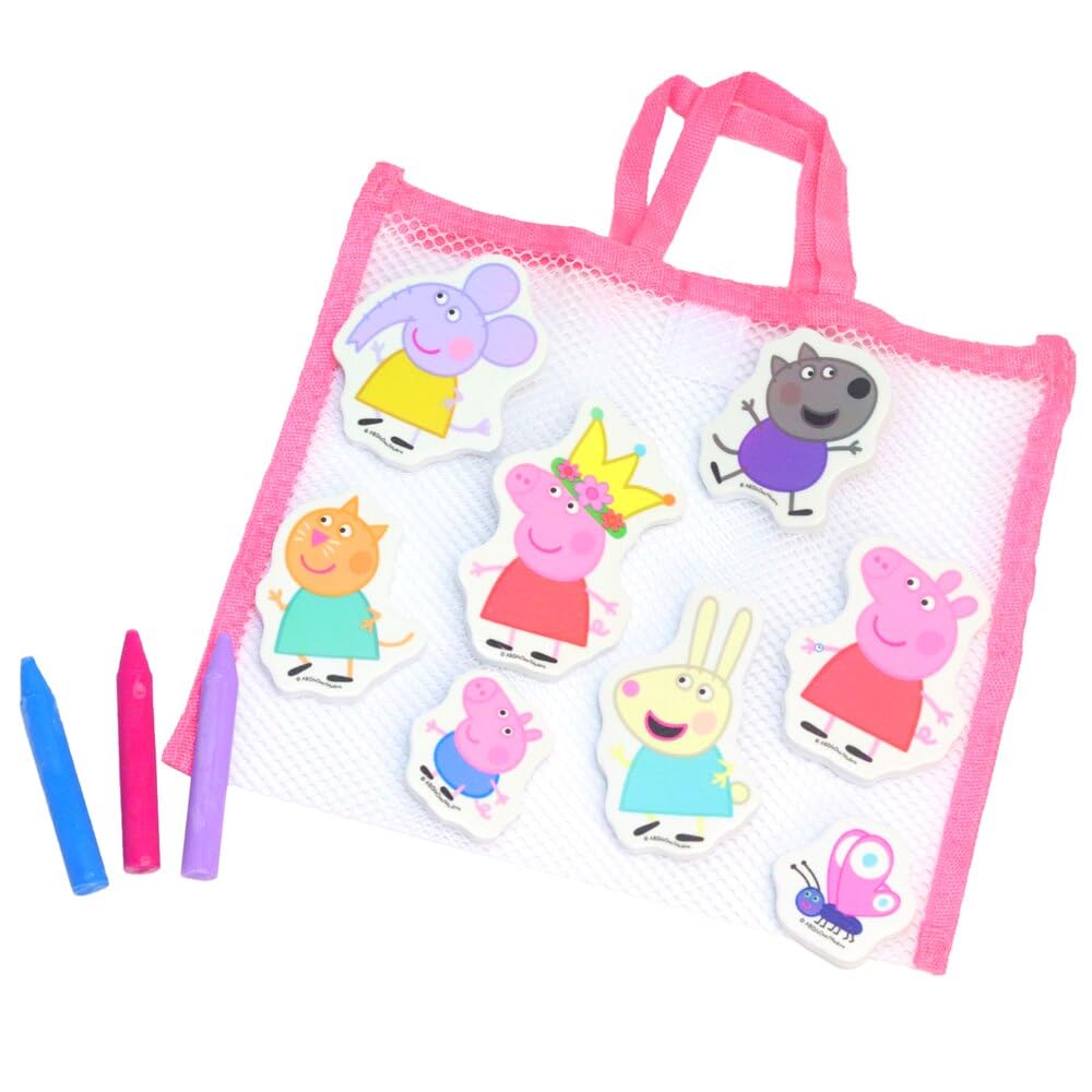 Peppa Pig Ceras De Baño Lavables – Set De 10 Rotuladores Y 2 Esponjas Para Pintar En La Bañera, Juguete Educativo No Tóxico Para Niños +3 Años