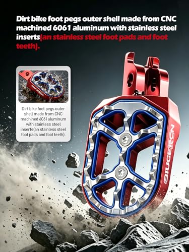 Image of JFG RACING Dirt Bike Foot Pegs,Double Deck CNC Rest Pedal Footpegs for CR125 CR250 02-11 /CRF150R 07-24 /CRF250R 04-24 /CRF300L 21-24 /CRF450R 02-24 /CRF250X CRF450X CRF250RX CRF450RX-Red