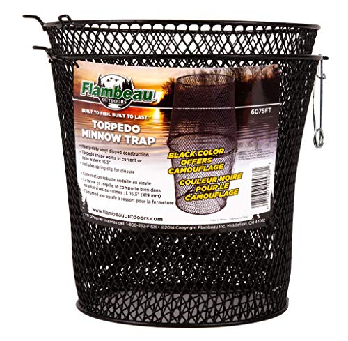Flambeau Outdoors 6075FT Black Torpedo Minnow Trap, Wire Trap with Black Vinyl Finish