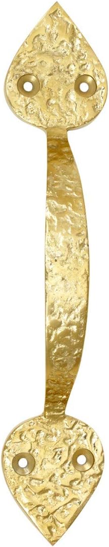 Renovators Supply Brass Door Handle Pulls 8 1/4 Inches Long Antique Rustic Hammered Brass Gold Cabinet Or Farmhouse Gate Pull Handle PVD Coat Finish Includes Mounting Hardware Pack of 2