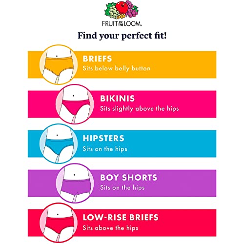 Fruit of the Loom Girls' Cotton Hipster Underwear, 6 Pack - Fashion Assorted, 64