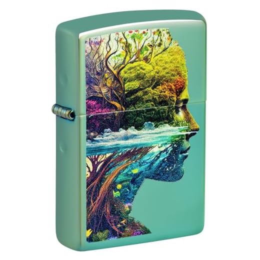 Zippo One with Nature Design High Polish Green Pocket Lighter