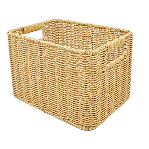 Trooth Cesta de mimbre tejida a mano, cesta de mimbre para varios artículos, cesta anidable L