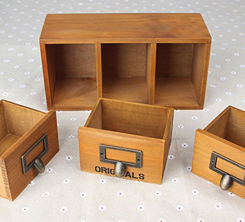 Amazon｜小物入れ ミニチェスト アンティーク風 木製 引き出し3個付き