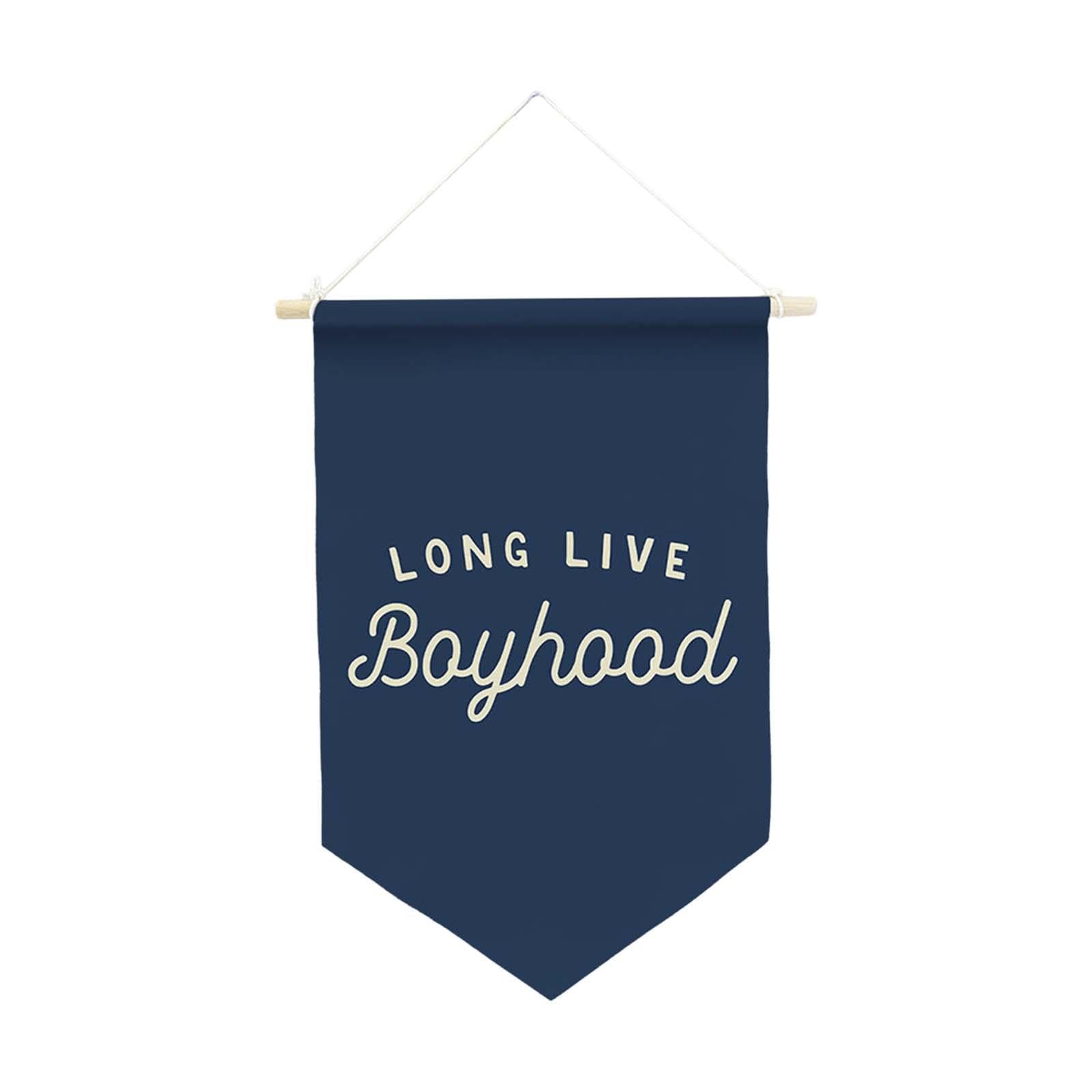 MotiveTech "Long Live Boyhood Banner, Wall Decor, Decorative And Unique, for Boy's Room, Triangle Banner for Bedroom, Party, Blue