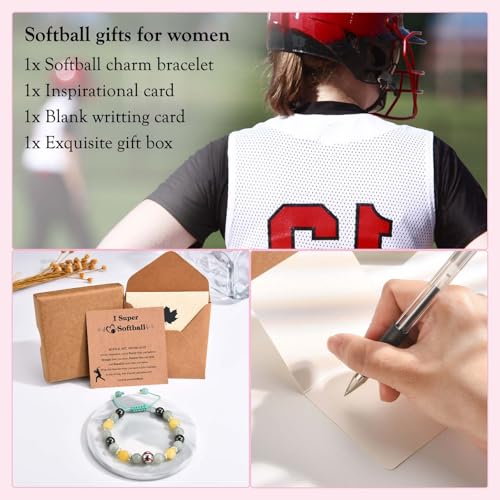 Image of EFVISD Softball Bracelet Gifts for Girls, 8-12-14 Softball Players Team, Christmas Birthday Valentines Day Graduation Gifts for Teen Girls Daughter Granddaughter Niece Sister