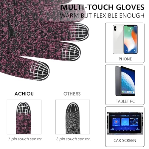 Image of Achiou Winter Gloves, Glove for Men Women, Upgraded Touch Screen Texting Warm Running with Thermal Soft Knit Lining