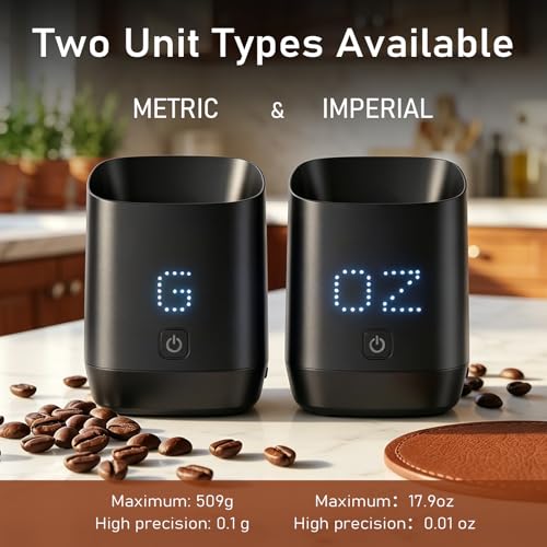 Image of Subscale Digital Dosing Cup with LED Display, 0.1g High Precision Expresso Coffee Scale, Rechargeable Coffee Bean Measurer, Touch Sensitive Brewing Espresso Accessories - Ideal for Coffee Lover Gifts