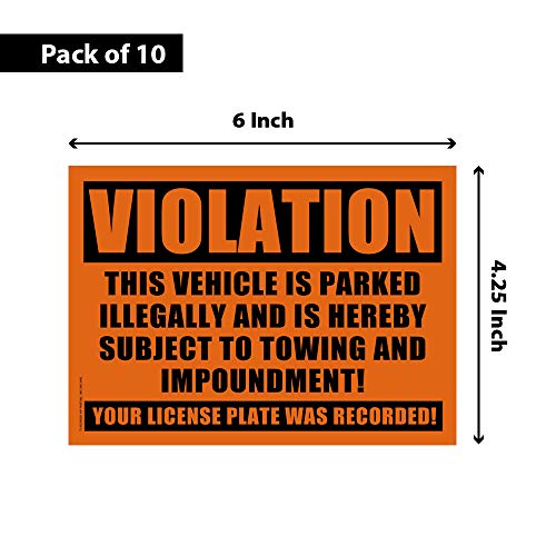 10 Orange Violation - No Parking - Towing Sticker - No Parking Stickers #TOP1