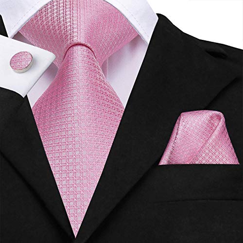 Image of Dubulle Mens Paisley Striped Tie Woven Necktie for Men and Handkerchief Cufflinks Set Wedding Formal Business