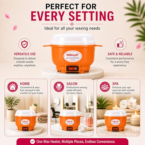 Image of Oil & Wax Heater for Melting Wax, Heating Massager Oil and Liquifying Ghee (Orange, Standard)