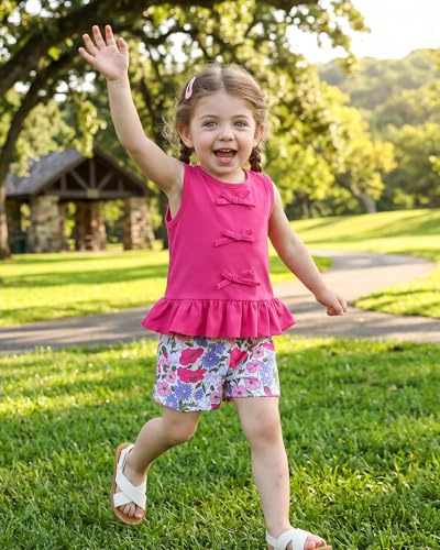 Image of Weebaby Toddler Girl Clothes Baby Summer Outfits Sleeveless Halter Top Ruffle Short Set Cute Kids Clothes Girls