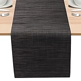 FYY テーブルランナー 長さ72インチ ファームハウススタイル テーブルランナー 耐熱性 滑り止め 洗濯可能 PVC製 汚れ防止 ビニール織物 キッチン ダイニングテーブル アウトドア パーティー 休日の装飾用 12 x 72インチ ブラウン