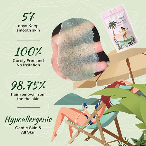 Image of Wax Beads, Ajoura 1lb Hard Wax Beans for Sensitive Skin Hair Removal for Full Body, Bikini, Face, Eyebrow, Back, Chest, Legs, Armpit, Upper Lip, Home Refill for Wax Warmer Kit (Green)