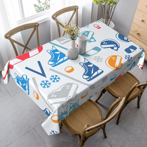 Nappe rectangulaire imprimée avec éléments de hockey pour cuisine, salle à manger, vacances, table de fête, dîner