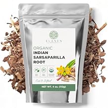 Elanen Naturals Organic Sarsaparilla Root 4 oz. 113g, USDA Certified Organic Indian Sarsaparilla Tea, Hemidesmus Indicus Sasparilla, Sarsparilla, Zarzaparrilla, Cut & Sifted