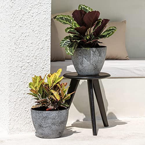 La Jolie Muse Flower Pots Outdoor Indoor Planter - 11.3 Inch Garden Pots Tree Planter For Patio, Deck,Garden,Rock Gray,Set Of 2 #TOP1