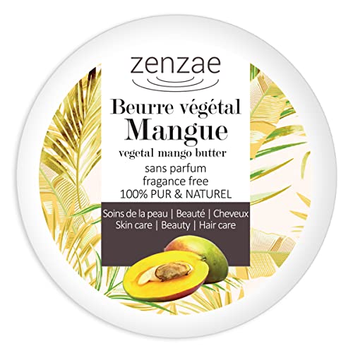 Beurre de mangue Zenzae - Beurre 100% végétal et naturel - Pur - Sans parfum -100ml Cover