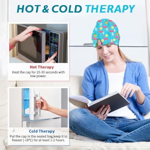 Image of Migraine Relief Cap, Soothing Headache Ice Face Mask Products | Hot and Cold Therapy, Migraine Headache Relief Cap for Migraine, Sinus, Puffy Eyes, Tension, Stress and Hangover