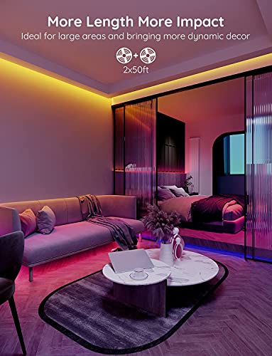 Govee 100Ft Led Strip Lights, Bluetooth Rgb Led Lights With App Control, 64 Scenes And Music Sync Led Lights Strip For Bedroom, Living Room, Party, Etl Listed Adapter (2 Rolls Of 50Ft) #TOP2