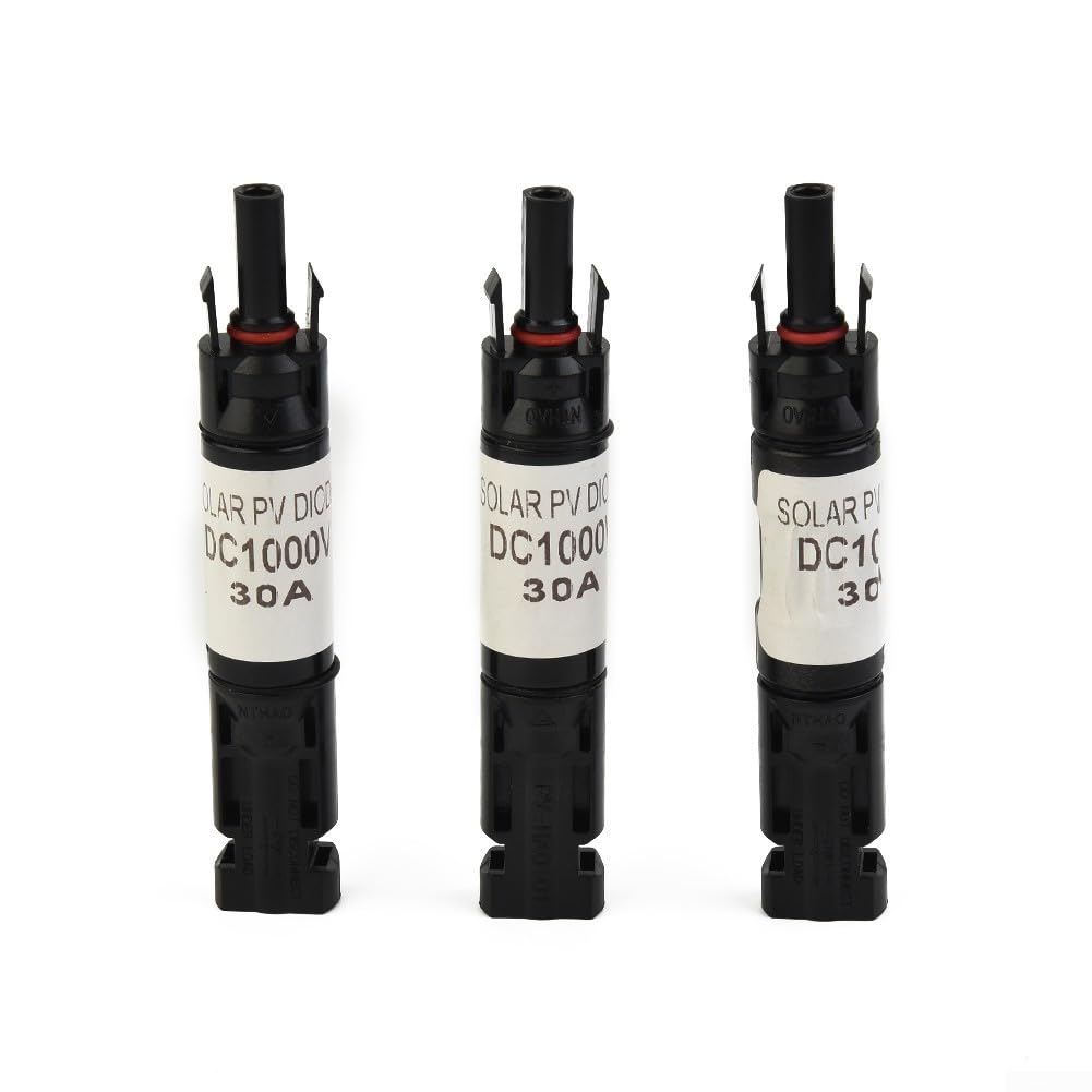 Conector de panel solar con diodo de bloqueo 1000 V IP67 impermeable para cable fotovoltaico, paquete de 3 (15 A)