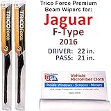 Premium Beam Wiper Blades for 2016 Jaguar F-Type Set Trico Force Beam Blades Wipers Set Bundled with...