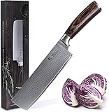 🔪 ERGONOMISCHES DESIGN - Dieses Nakirimesser ist bestens ausbalanciert und das typische asiatische Gemüsemesser. Der ergonomisch geformte Griff aus Pakkaholz sowie die Balance sorgen für ein ermüdungsfreies Arbeiten in der Küche. Das attraktive Design der Messer macht sie nicht nur funktional, sondern auch zu einem Blickfang in der Küche. Die sorgfältige Verarbeitung und das Augenmerk auf Details tragen dazu bei, dass die Messer präzise und funktional sind.