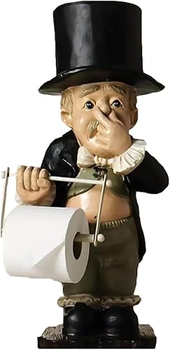 Mayordomo de inodoro, dispensador de papel higiénico, estatua divertida estatua de mayordomo para el hogar, baño, cocina, montaje en pared, papel