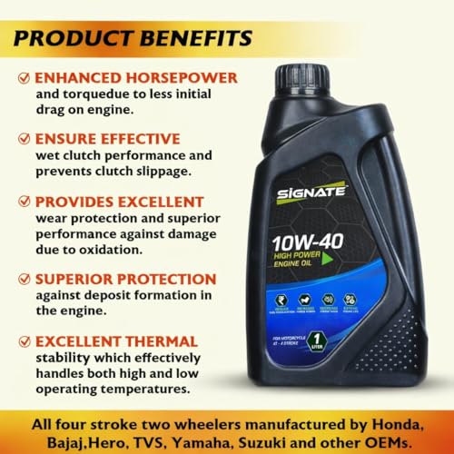 Image of Signate 10W40 Fully Synthetic API SN%20 BS6 Ready Car Engine Oil for Ultra Smooth Drive (5L)